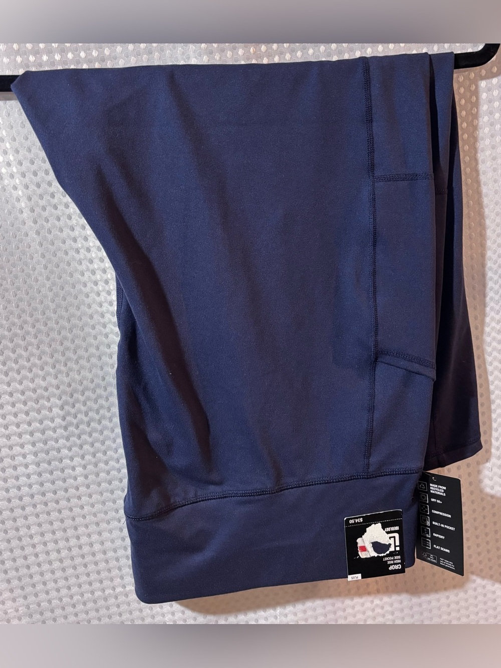 NWT Ideology 3X Dark Blue High Rise Crop Side Pocket Leggings